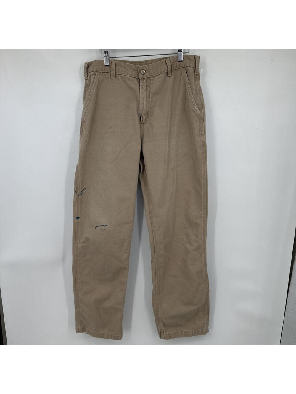 Men's Carhartt Distressed Dungaree Fit Khaki Jeans 34x34